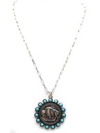Western Buffalo Coin Turquoise Necklace Wild Cactus Boutique