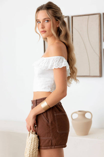 Liv Lace Trim Crop Top Wild Cactus Boutique