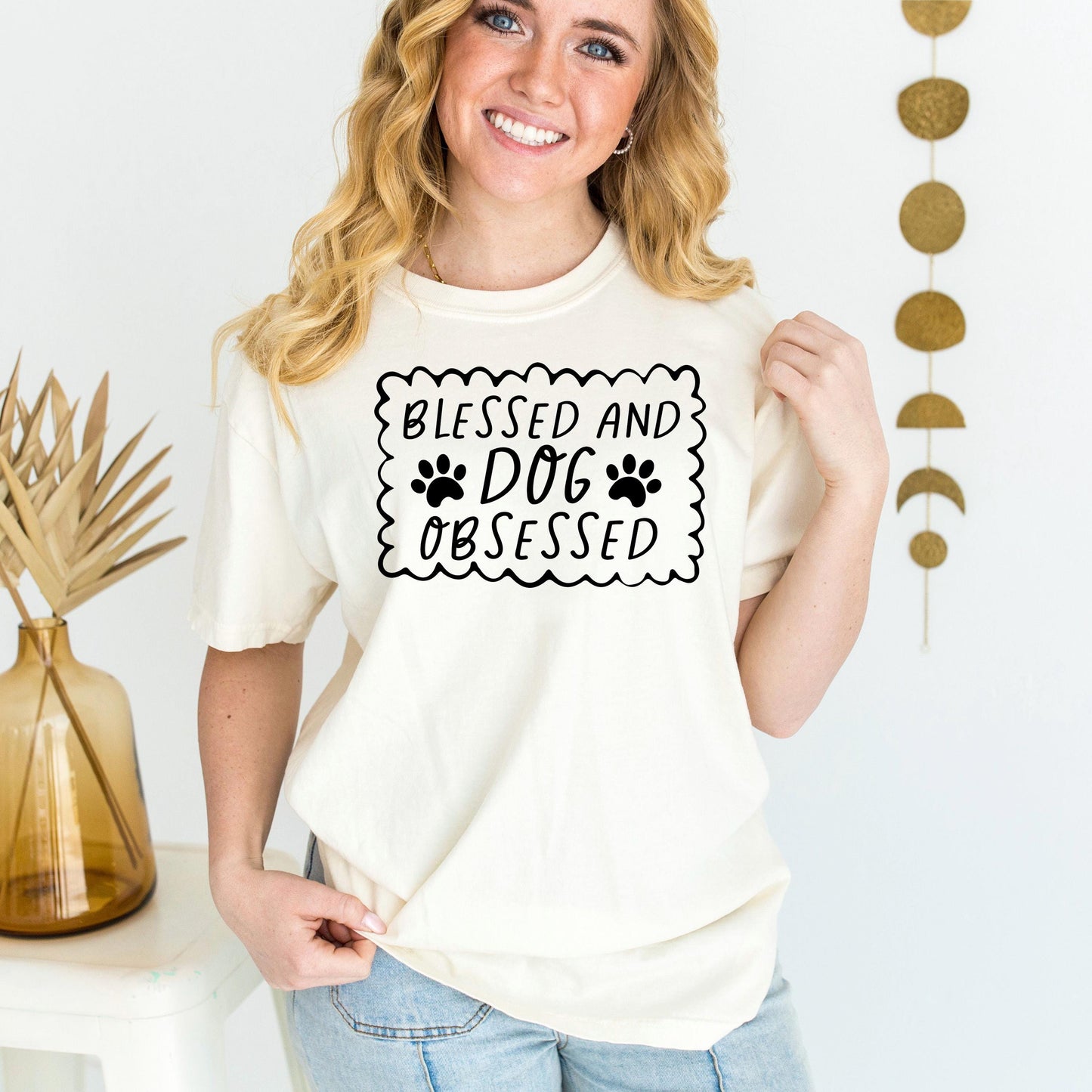 Dog Lover T-Shirt - Blessed & Dog Obsessed Comfort Colors Tee With Paw Prints Joyful Moose