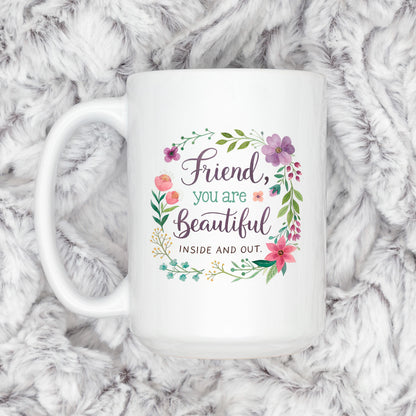 Inspirational Friend Mug – Floral Coffee Cup with Positive Affirmation for Her Joyful Moose