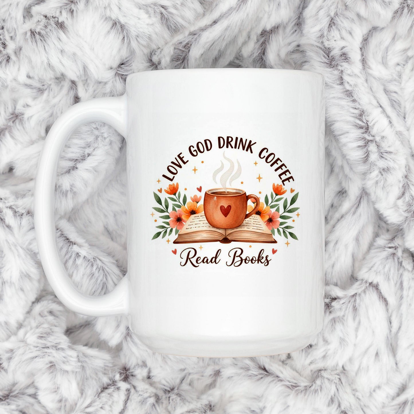 Christian Coffee Mug – Inspirational Faith Based Gift | Book Lover Floral Cup Joyful Moose