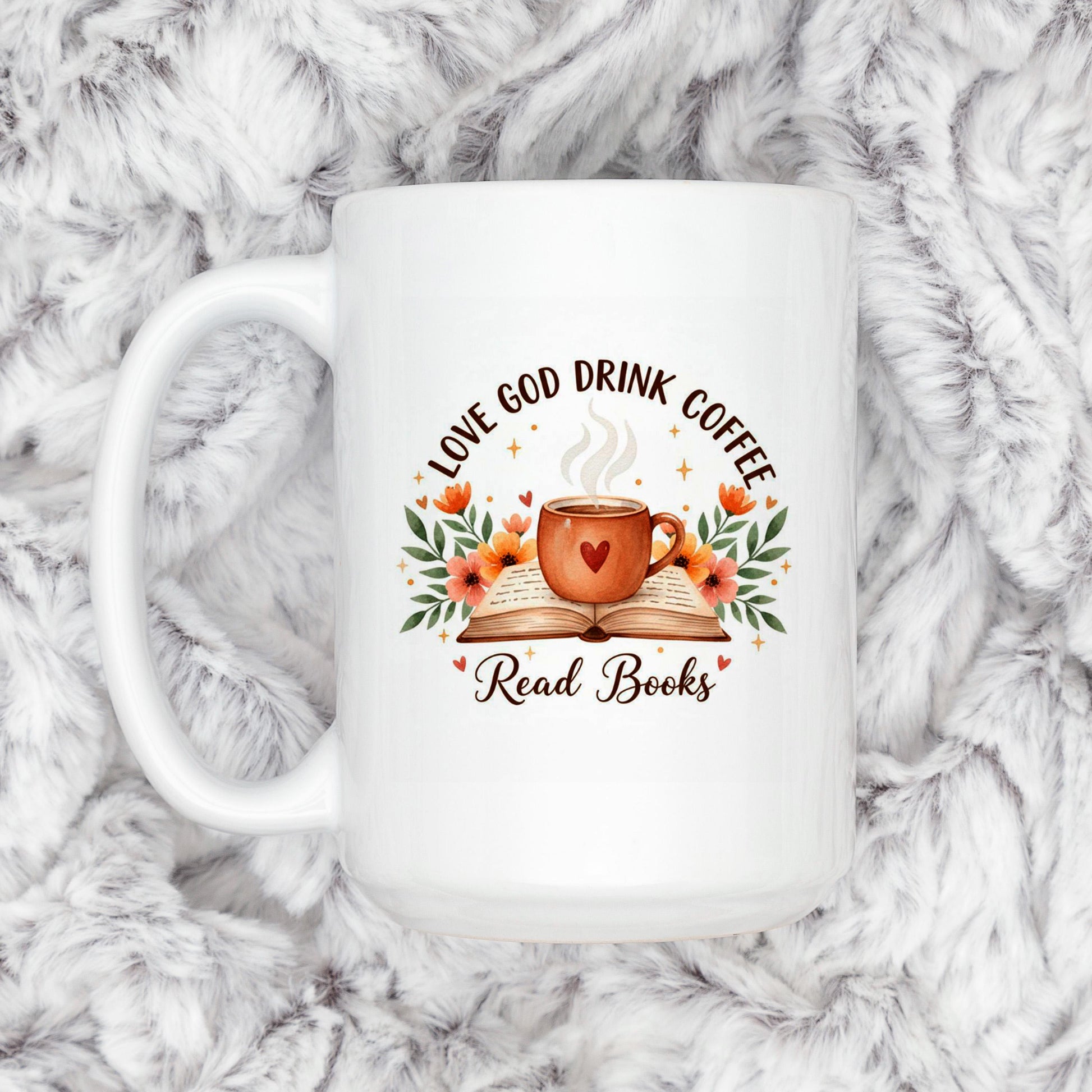 Christian Coffee Mug – Inspirational Faith Based Gift | Book Lover Floral Cup Joyful Moose