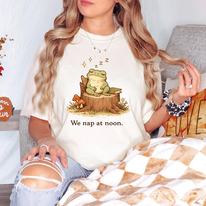 Whimsical Frog Shirt – Cute Frog Shirt With We Nap At Noon Tee, Cozy Cotton Joyful Moose