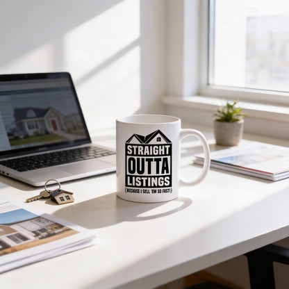 Real Estate Mug – Funny Realtor Gift | Ceramic Coffee Cup for Agents Joyful Moose