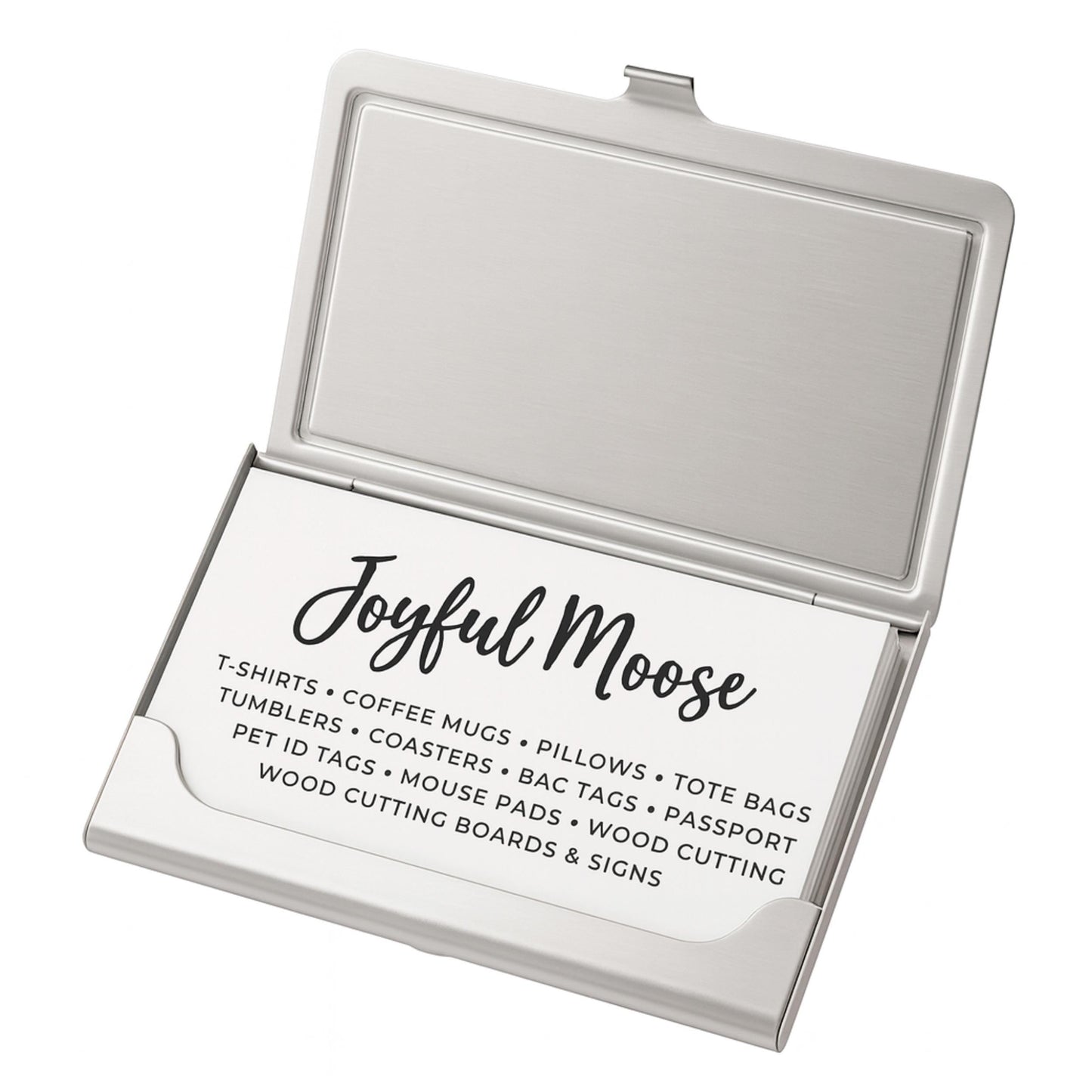 Vintage Business Card Case -  Metal Card Holder for Teachers & Readers Joyful Moose