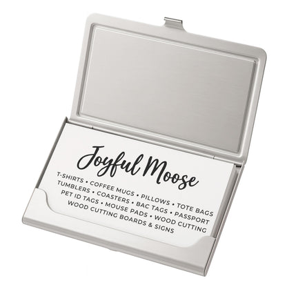 Vintage Business Card Case -  Metal Card Holder for Teachers & Readers Joyful Moose