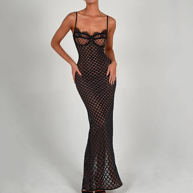 Laurens Lace Slit Dress Wild Cactus Boutique