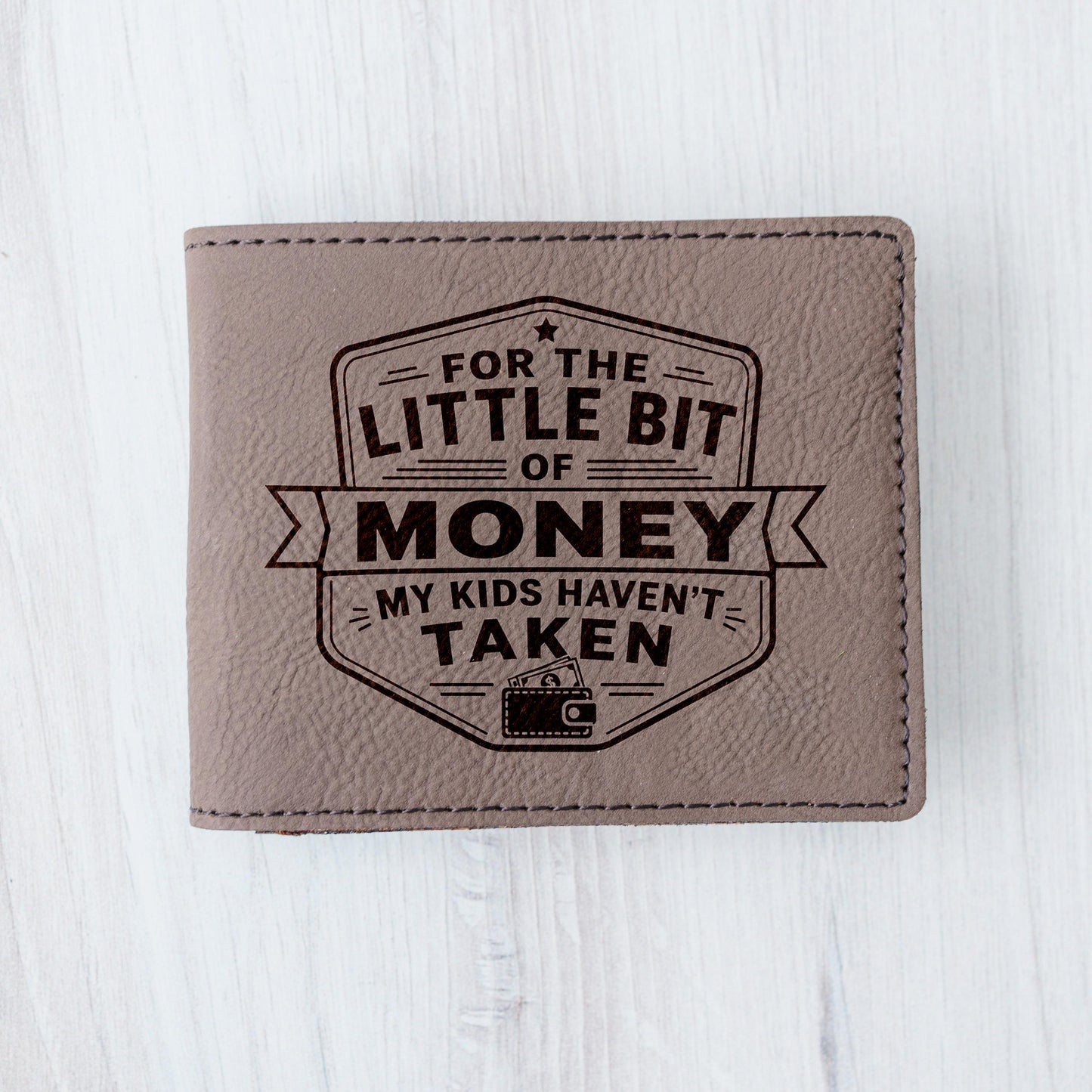 Engraved Wallet For Dad – Brown Leather Slim Bifold Wallet With Card Slots Joyful Moose