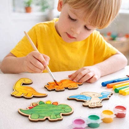 Wood Dinosaur Kit – Laser Cut Wood Craft Set of 5 | Kids Painting Activity Joyful Moose