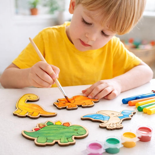 Wood Dinosaur Kit – Laser Cut Wood Craft Set of 5 | Kids Painting Activity Joyful Moose