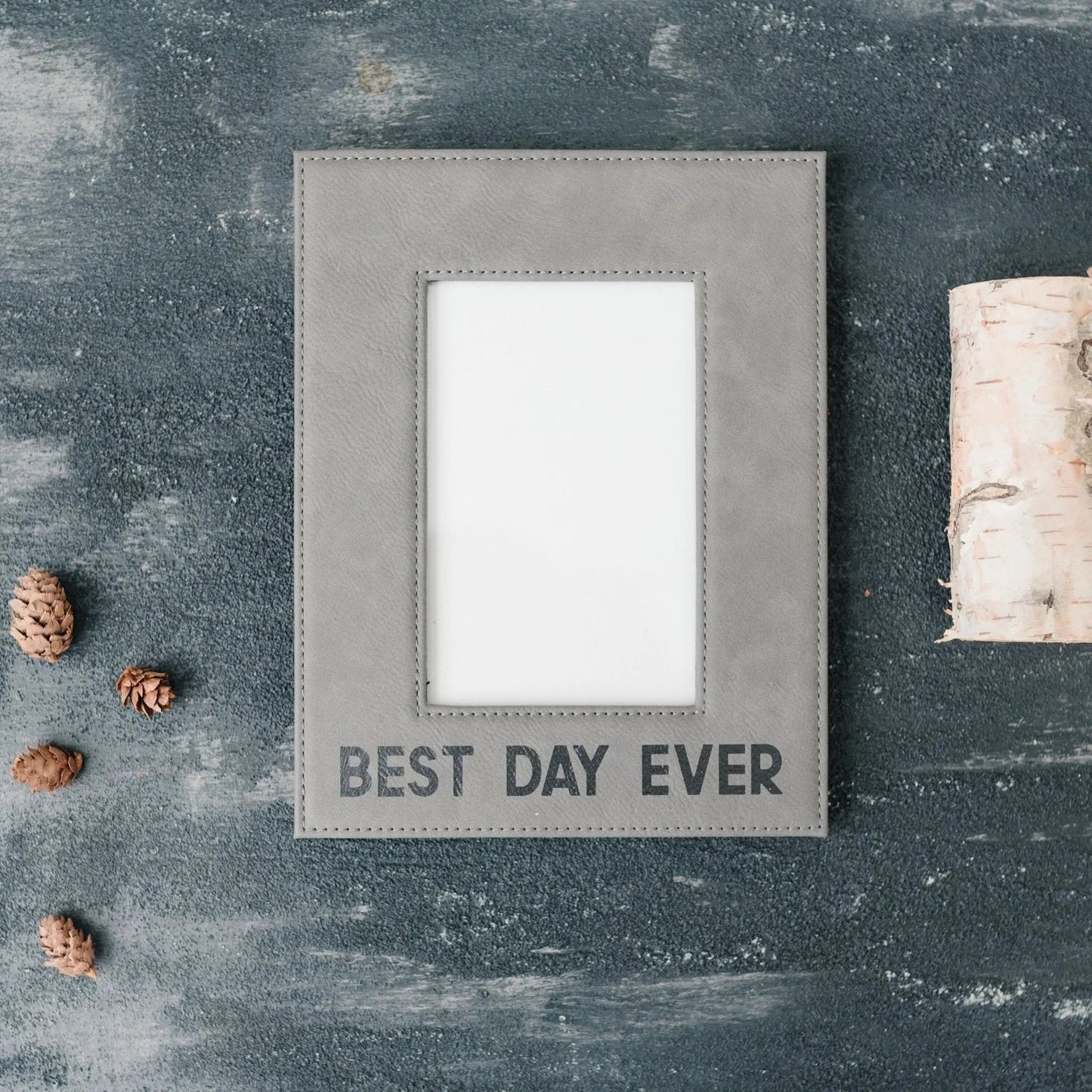 Leather Photo Frame – Elegant Faux Leather Frame For Birthday Gift Her Joyful Moose