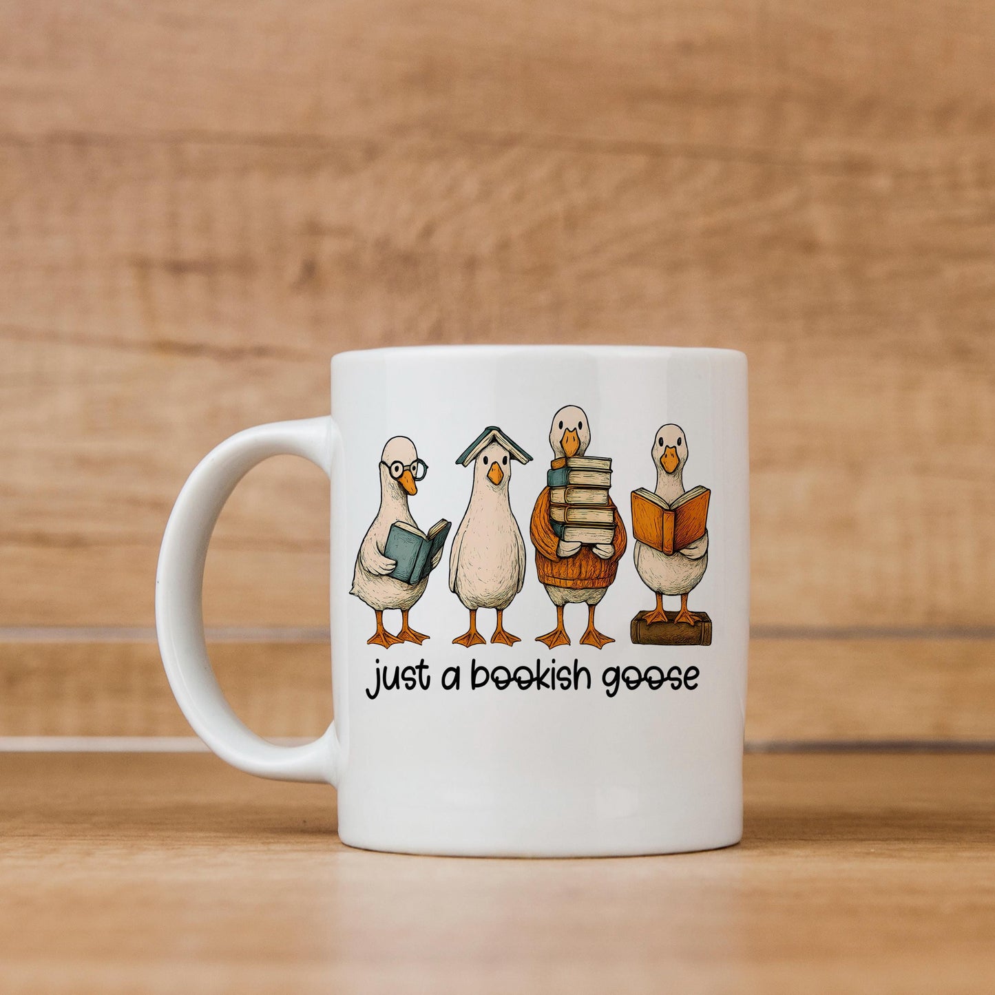 Bookish Goose Coffee Mug - Funny Book Lover Gift | Quirky Ceramic 11 oz or 15 oz Joyful Moose