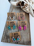 Western Oval Stone Stud Earrings Wild Cactus Boutique