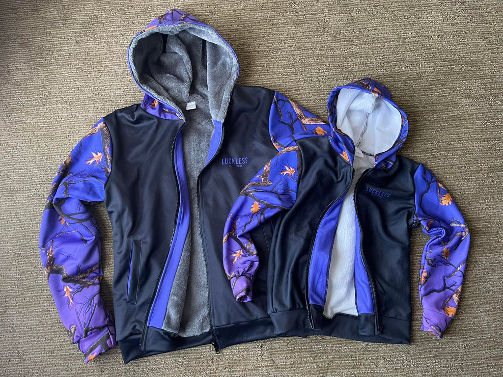 PLUMTUOUS CAMO HEAVY ZIP FLEECE HOODIE Luckless Outfitters