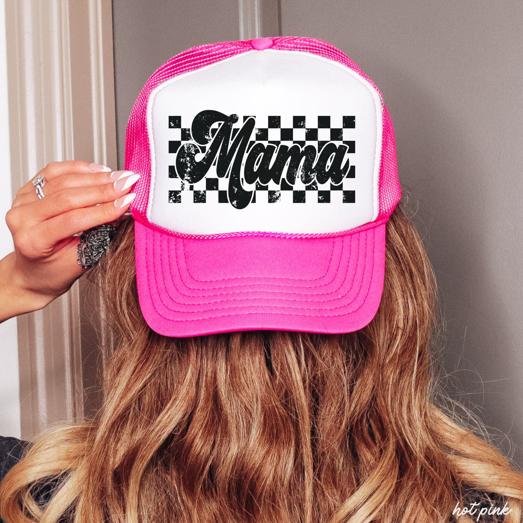 Checkered Mama Trucker Hat *5 COLORS Chloe Vs Tank The Boutique