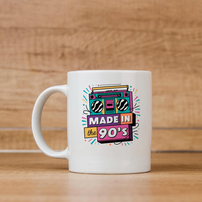 90s Nostalgia Mug – Retro Coffee Cup | Vintage Ceramic Hot Beverage Cup, Dishwasher Safe Joyful Moose