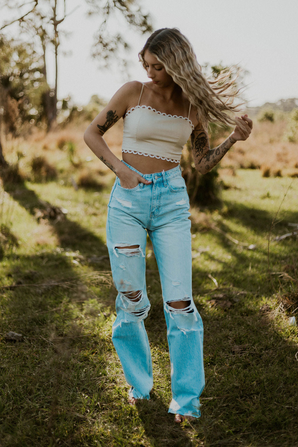 Morgan Lace Tie Top Wild Cactus Boutique