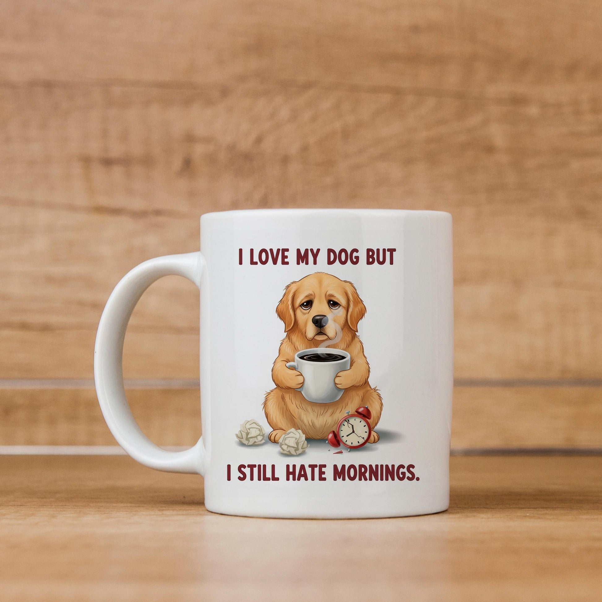 Funny Dog Lover Mug - Dishwasher Safe Ceramic Mug | Pet Lover Coffee Cup, Morning Humor Joyful Moose