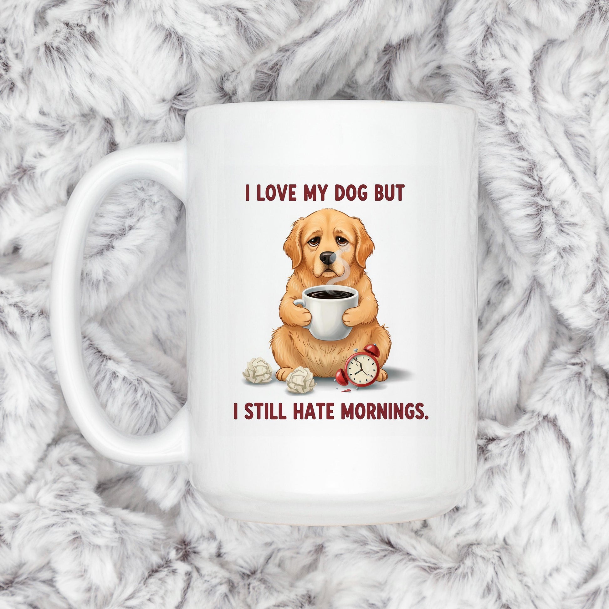 Funny Dog Lover Mug - Dishwasher Safe Ceramic Mug | Pet Lover Coffee Cup, Morning Humor Joyful Moose