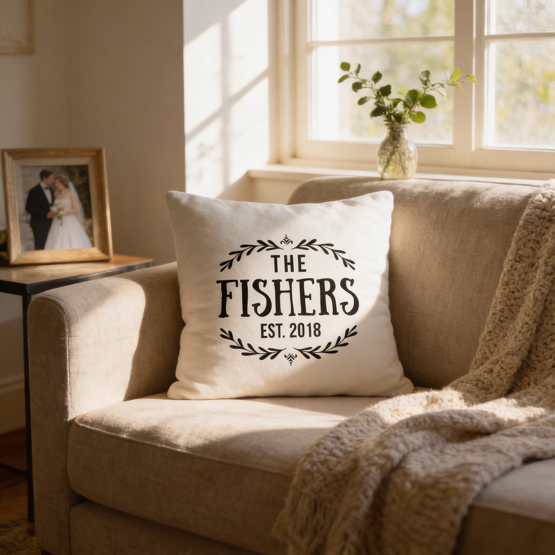 Personalized Throw Pillow Custom Anniversary Wedding Bridal Shower Gift Joyful Moose