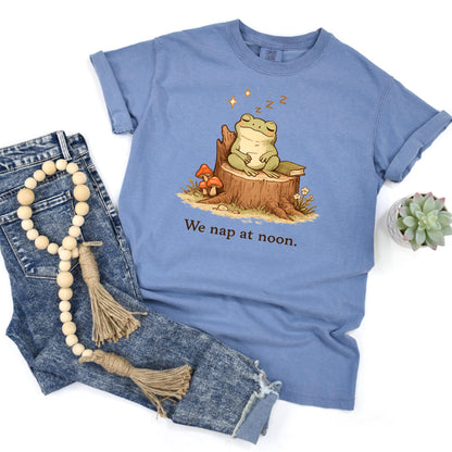 Whimsical Frog Shirt – Cute Frog Shirt With We Nap At Noon Tee, Cozy Cotton Joyful Moose