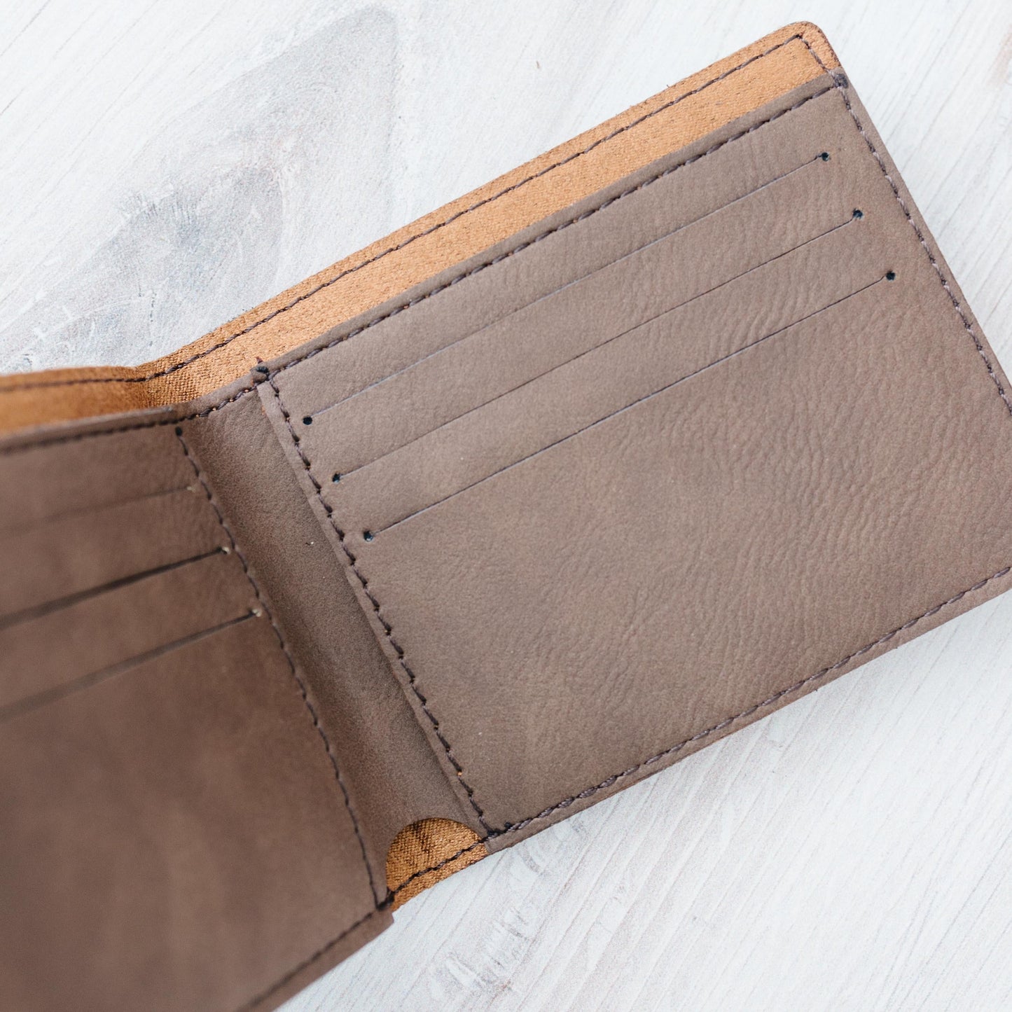 Engraved Wallet For Dad – Brown Leather Slim Bifold Wallet With Card Slots Joyful Moose