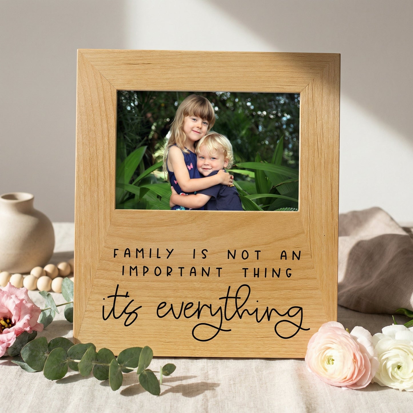 Photo frame Gift for Mom - Family Quote Wood Picture Frame Mother's Day Gift Joyful Moose