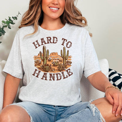 Graphic Tees Western - Hard to Handle Distressed Cactus Tee | Soft Cotton Joyful Moose