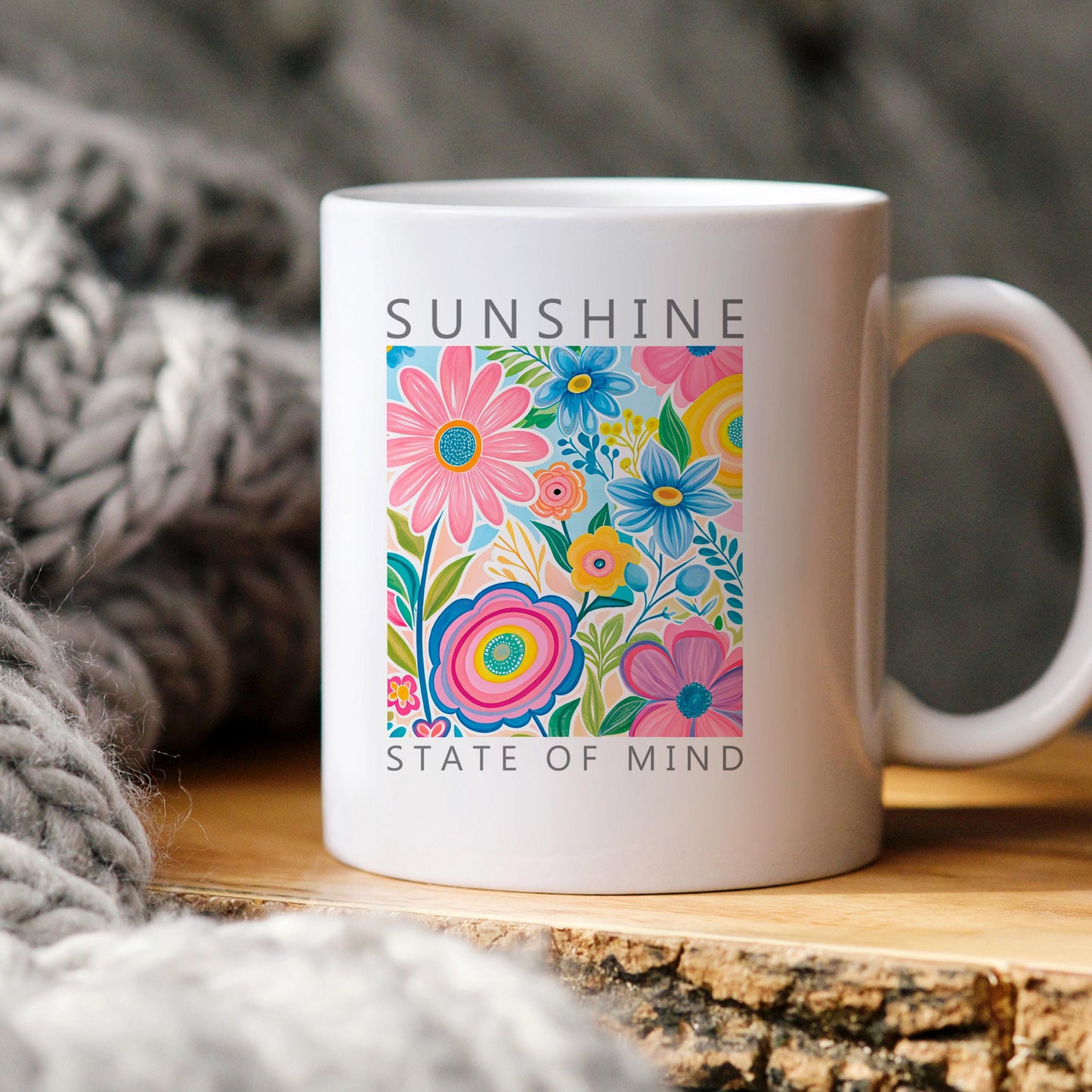 Botanical Ceramic Coffee Mug – Colorful Coffee Cup With Vibrant Floral Design Joyful Moose
