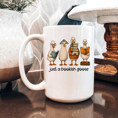 Bookish Goose Coffee Mug - Funny Book Lover Gift | Quirky Ceramic 11 oz or 15 oz Joyful Moose