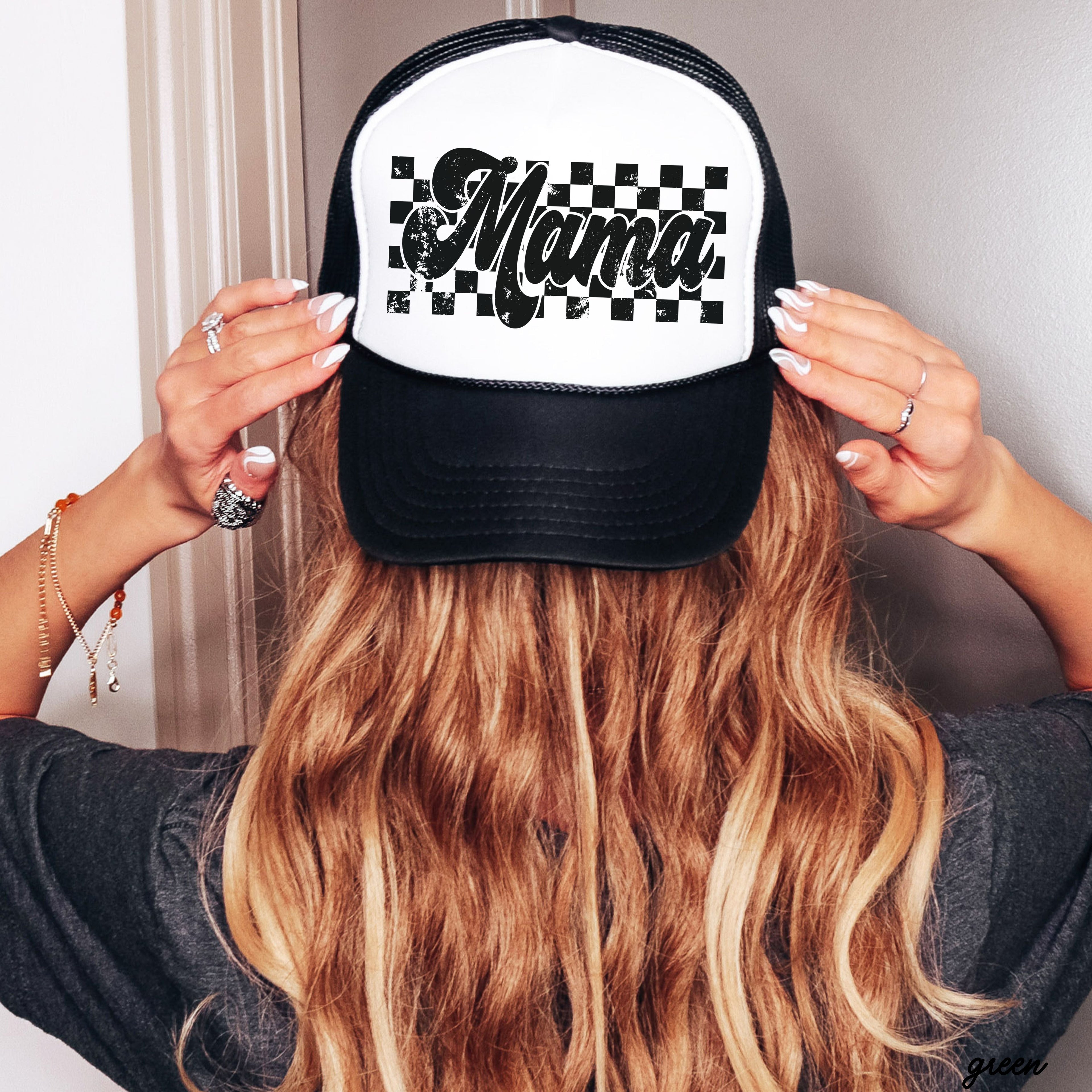Checkered Mama Trucker Hat *5 COLORS Chloe Vs Tank The Boutique