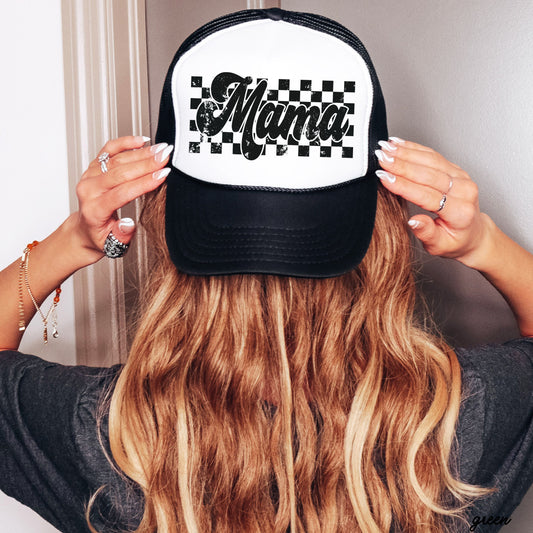 Checkered Mama Trucker Hat *5 COLORS Chloe Vs Tank The Boutique