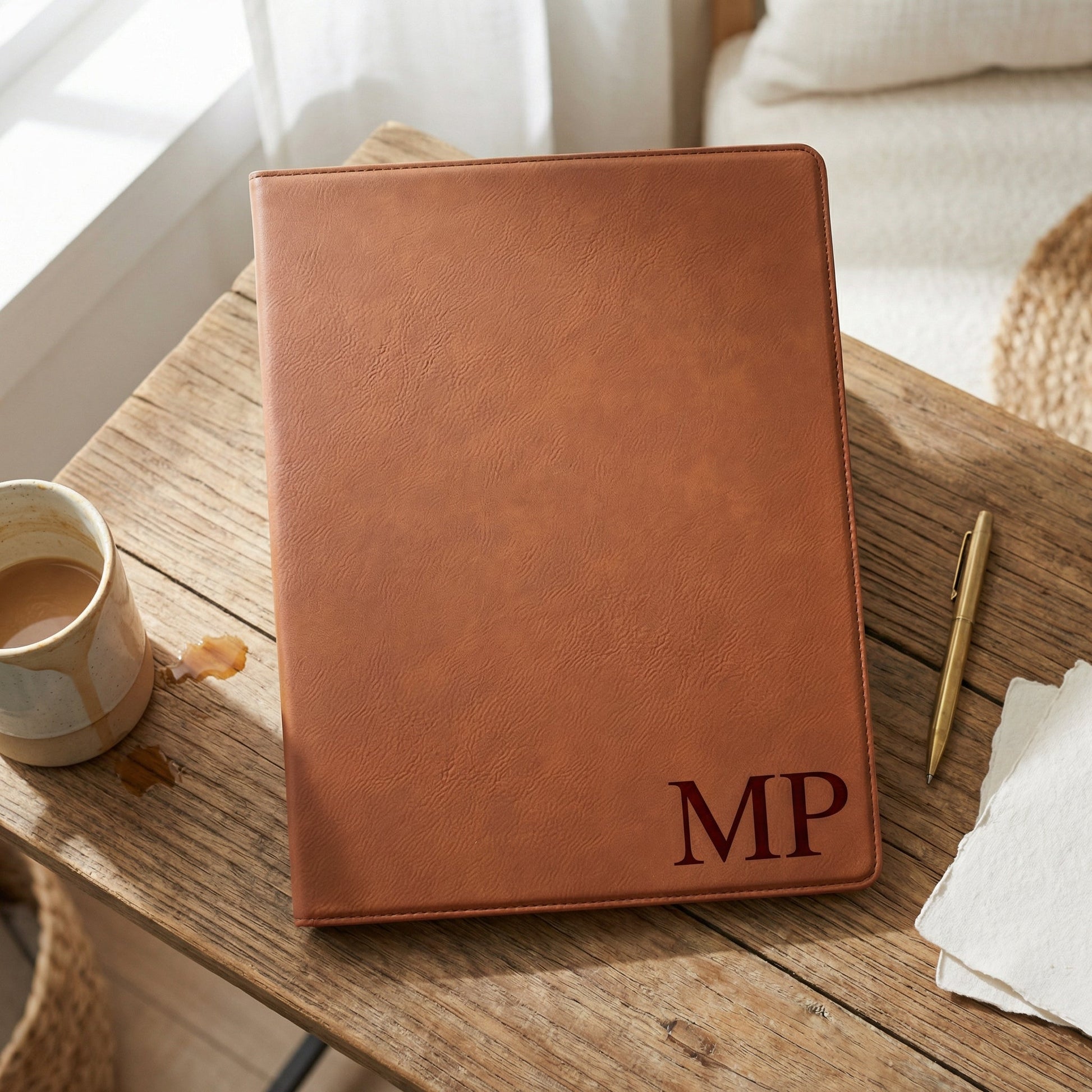 Monogram Legal Pad Holder - Laser Engraved Portfolio - Leather Notepad Folder - Gift for Graduate Joyful Moose