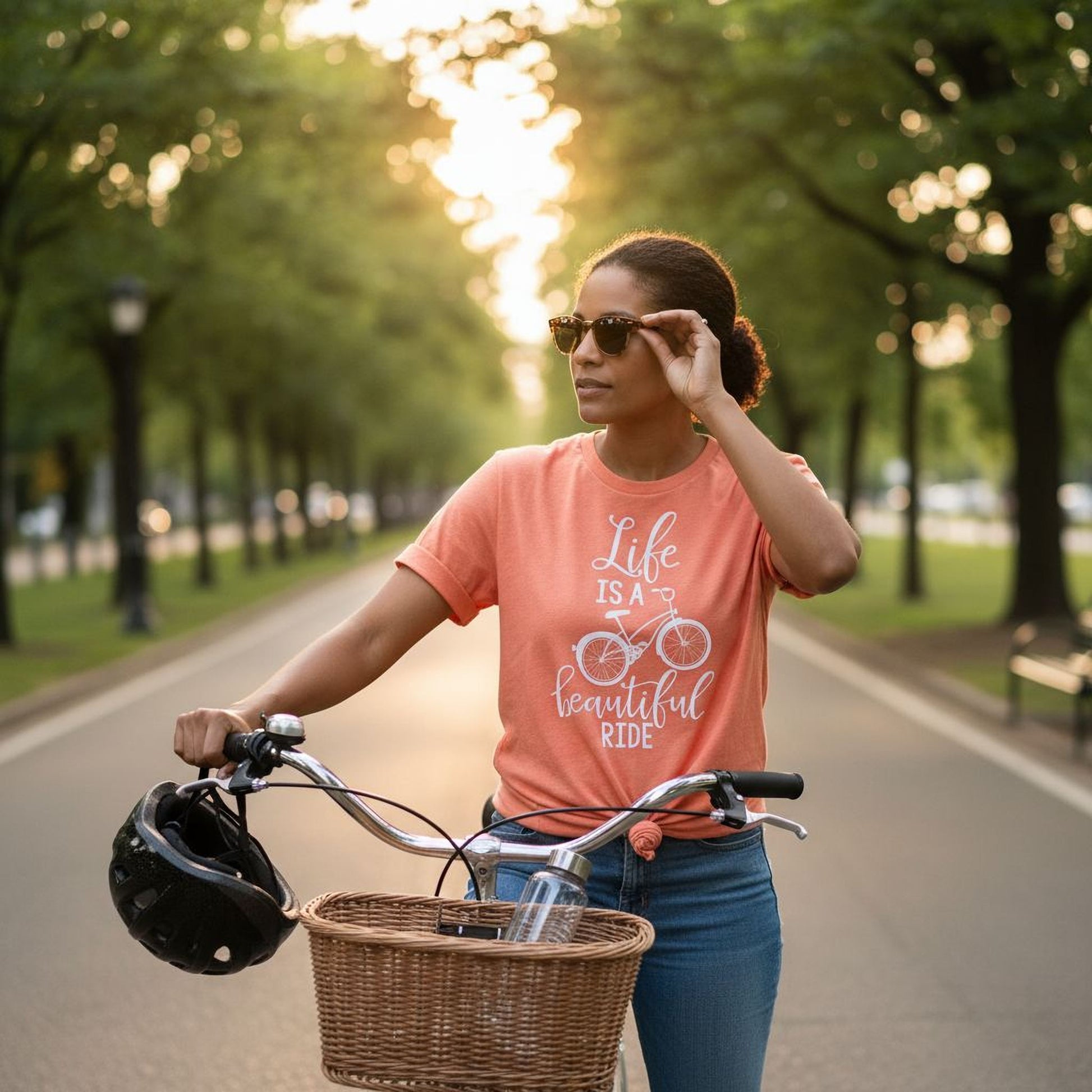 Bicycle Tshirt - Life is Beautiful Ride Quote - Graphic Tee Bicycle Gift Joyful Moose