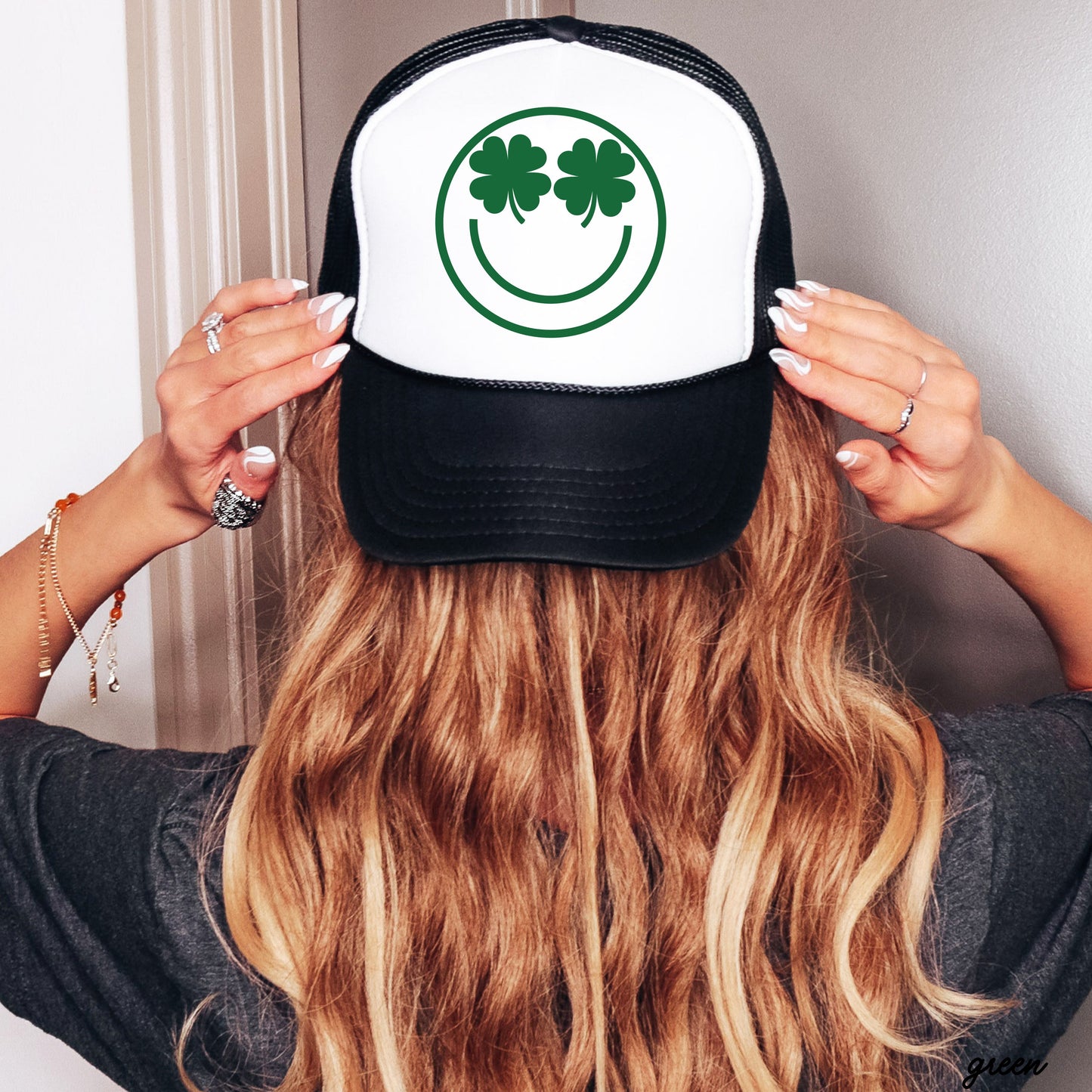 Shamrock Eyes Trucker Hat *4 COLORS Chloe Vs Tank The Boutique