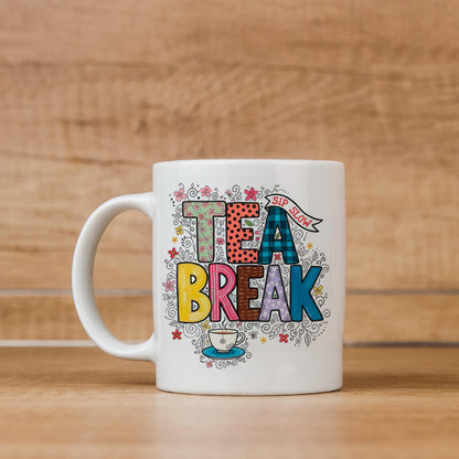 Tea Break Mug - Cozy Coffee Cup With Colorful Floral Design | Relaxation Gift Joyful Moose