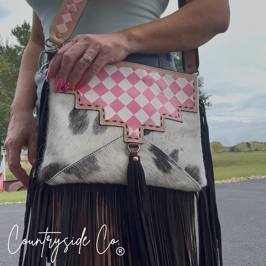 Western Dream Checkered Cowhide Purse Wild Cactus Boutique