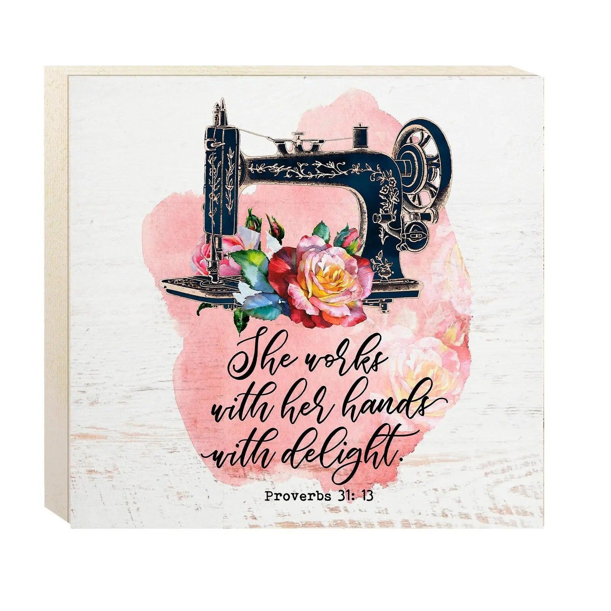 Proverbs 31 Wall Art - Sewing Machine Room Decor - Crafting Room Sign Joyful Moose