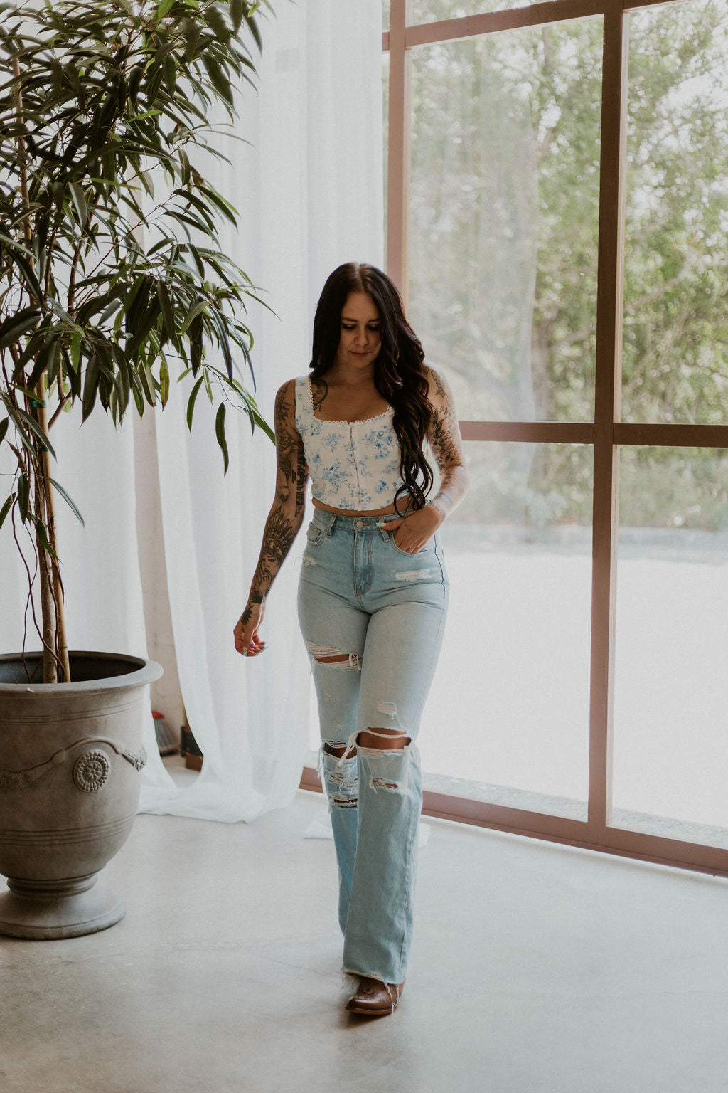 Sophia's Floral Crop Top Wild Cactus Boutique