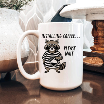 Funny Raccoon Mug - Ceramic Coffee Cup | Coworker Gift, Dishwasher Safe Joyful Moose