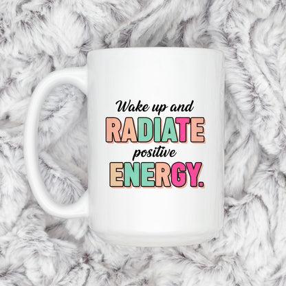 Positive Energy Mug - Motivational Coffee Cup | Cute Pastel Ceramic Cup Joyful Moose