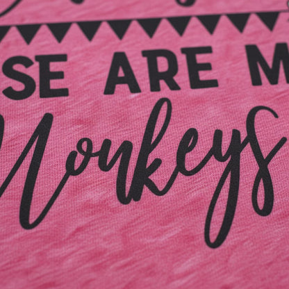 Funny Mom Shirt - Cute Mom Tee With Humorous Circus Monkeys Quote Joyful Moose