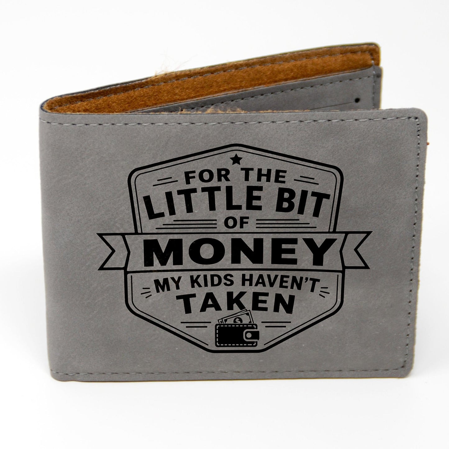 Engraved Wallet For Dad – Brown Leather Slim Bifold Wallet With Card Slots Joyful Moose