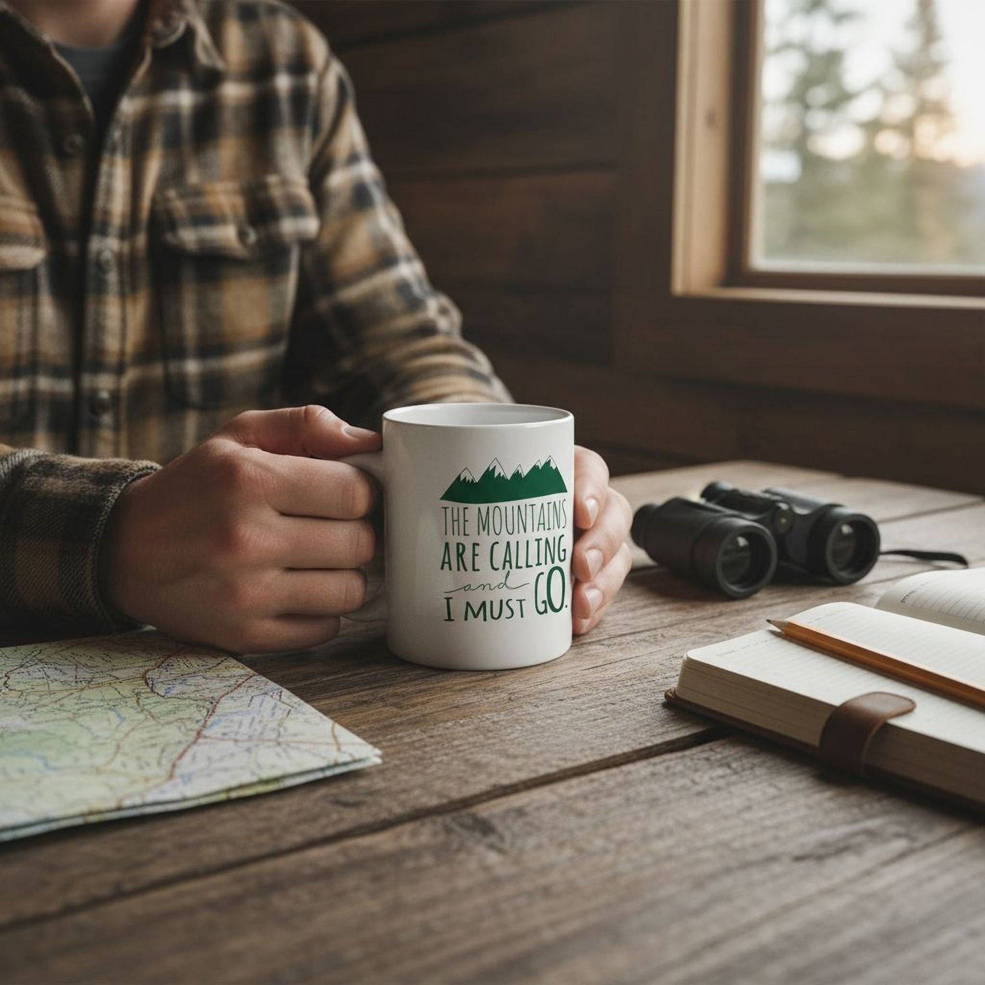 Mountain Coffee Mug – Ceramic Rocky Mountain Mug | Dishwasher Safe, Camping Gift Joyful Moose