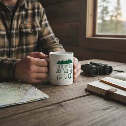 Mountain Coffee Mug – Ceramic Rocky Mountain Mug | Dishwasher Safe, Camping Gift Joyful Moose