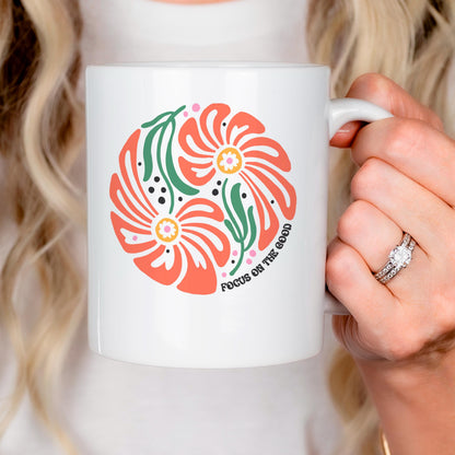 Floral Ceramic Mug – Inspirational Coffee Cup with Motivational Flower Pattern Joyful Moose