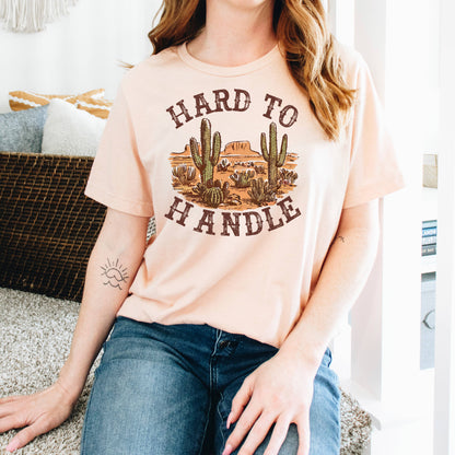 Graphic Tees Western - Hard to Handle Distressed Cactus Tee | Soft Cotton Joyful Moose