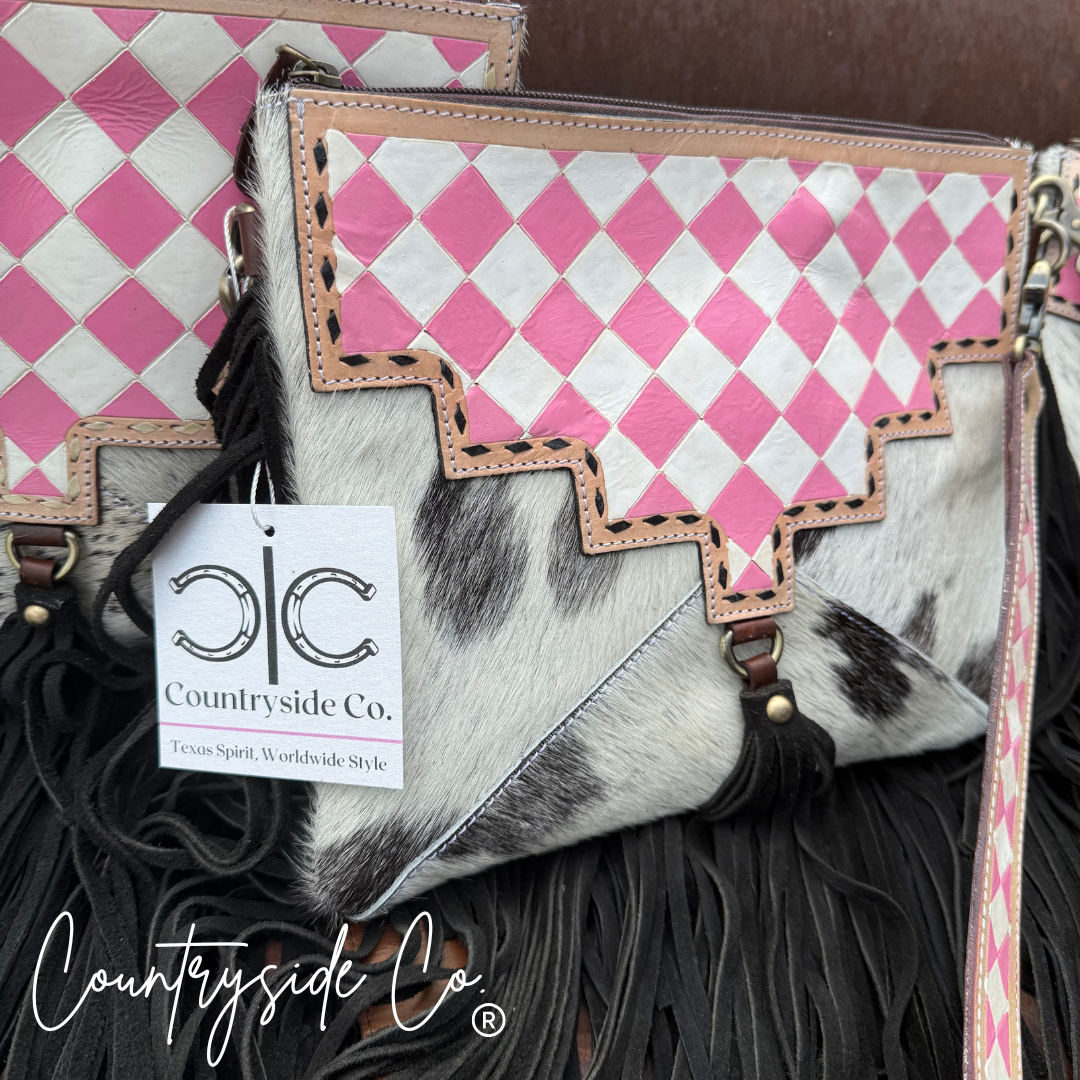 Western Dream Checkered Cowhide Purse Wild Cactus Boutique