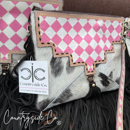 Western Dream Checkered Cowhide Purse Wild Cactus Boutique