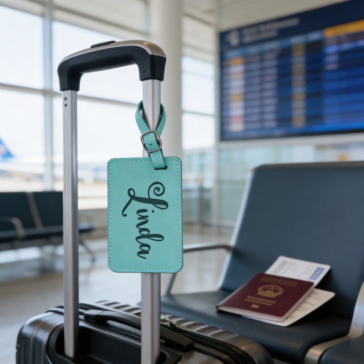 Personalized Luggage Tag - Custom Engraved Leather Travel ID Tag Gift Joyful Moose